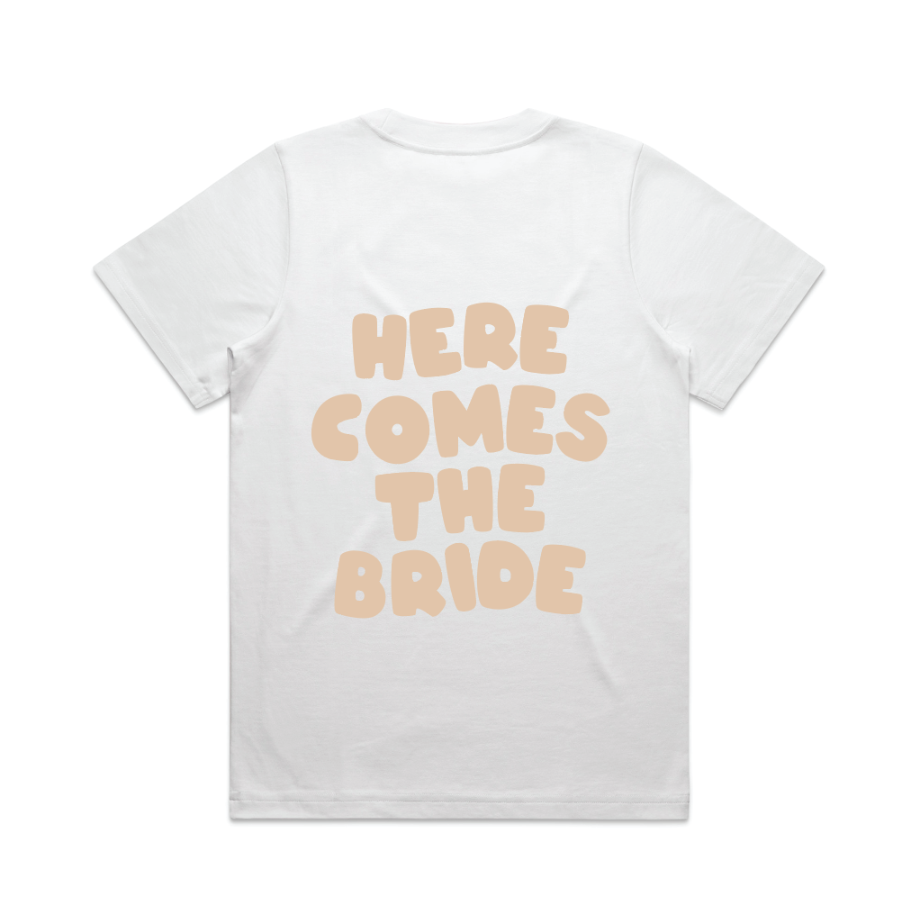 Here Comes The Bride Tee | Beige on White