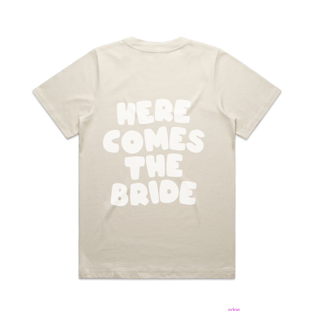 Here Comes The Bride Tee | White on Ecru