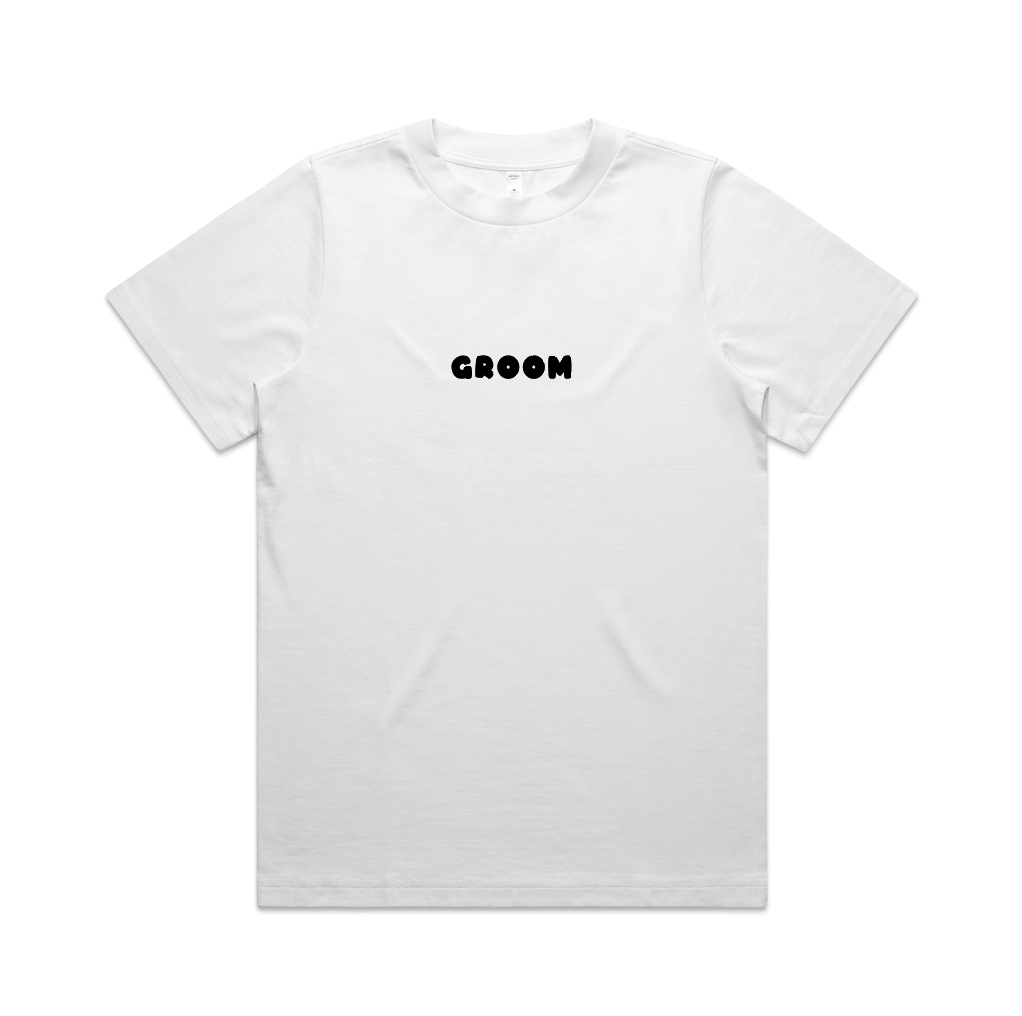 Here Comes The Groom Tee | Black on White