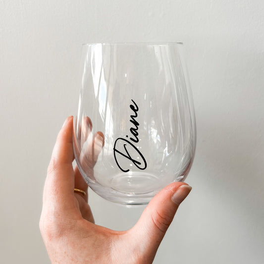 Personalised Stemless Wine Glasses