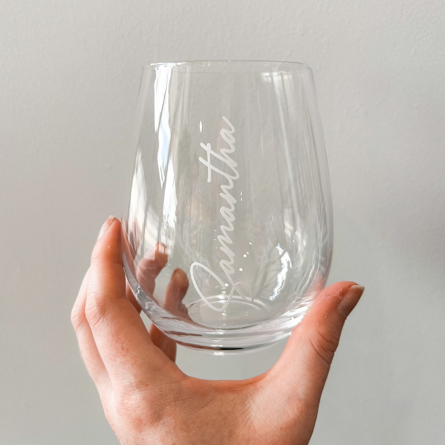Personalised Stemless Wine Glasses