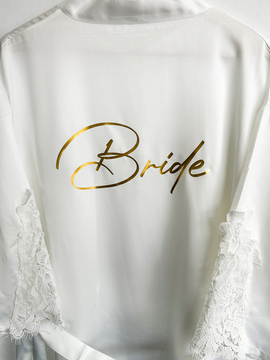 Personalised Robes | Soft Satin Lace Trim | Bride & Bridesmaids