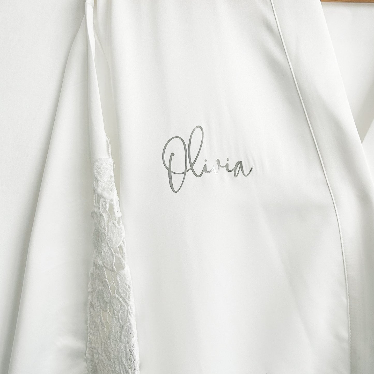 Personalised Bridal Party Robes | Soft Satin Lace Trim