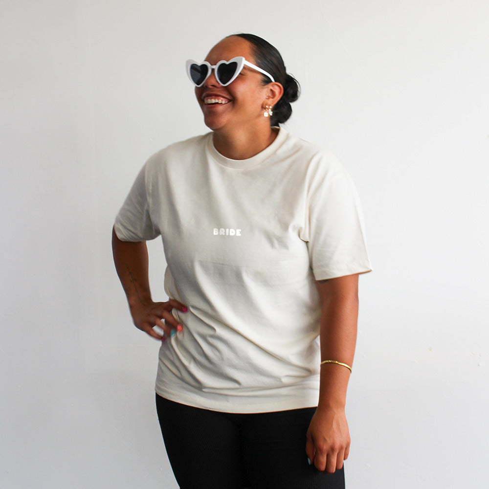 Here Comes The Bride Tee | White on Ecru