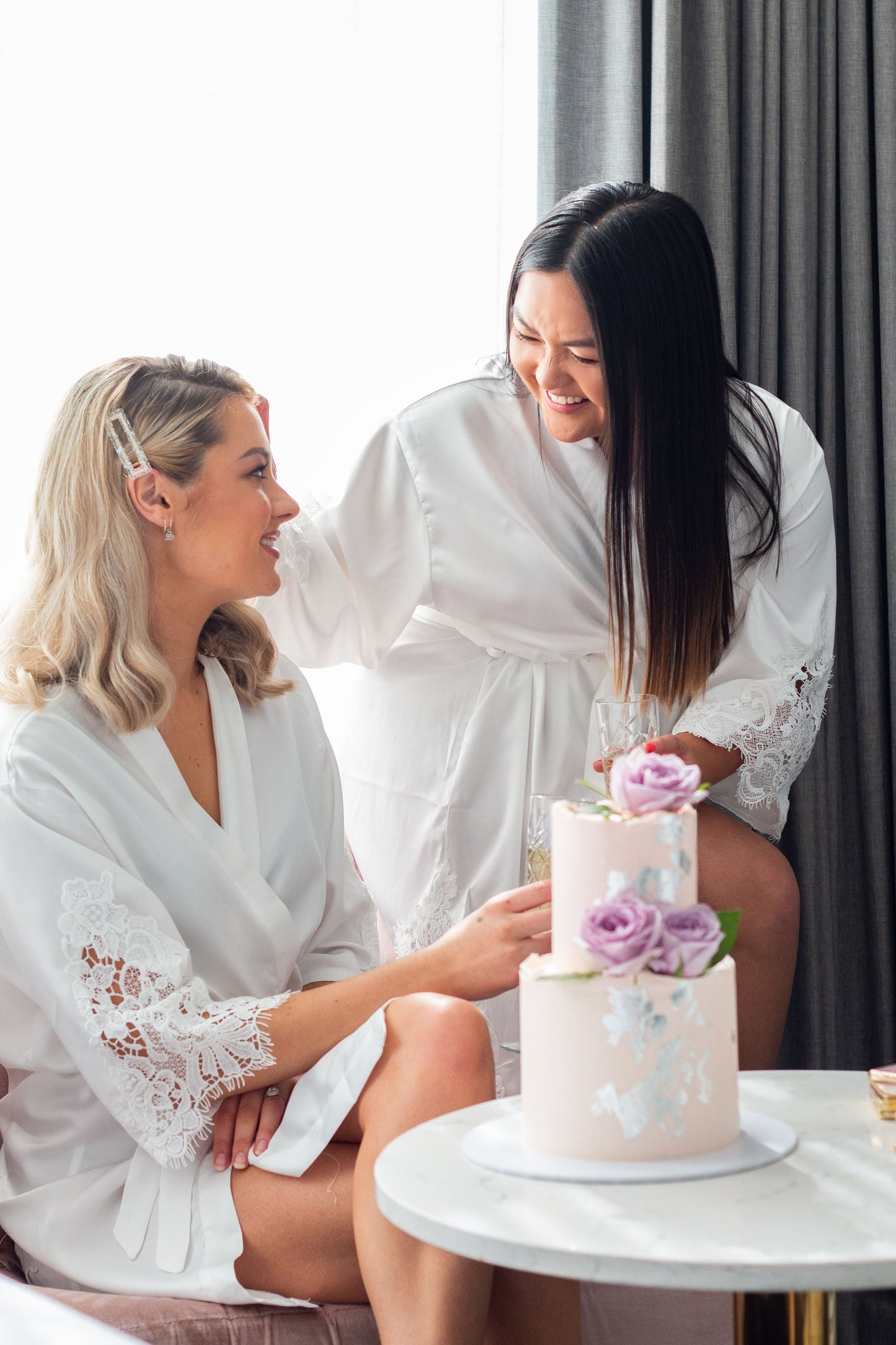 Personalised Robes | Soft Satin Lace Trim | Bride & Bridesmaids