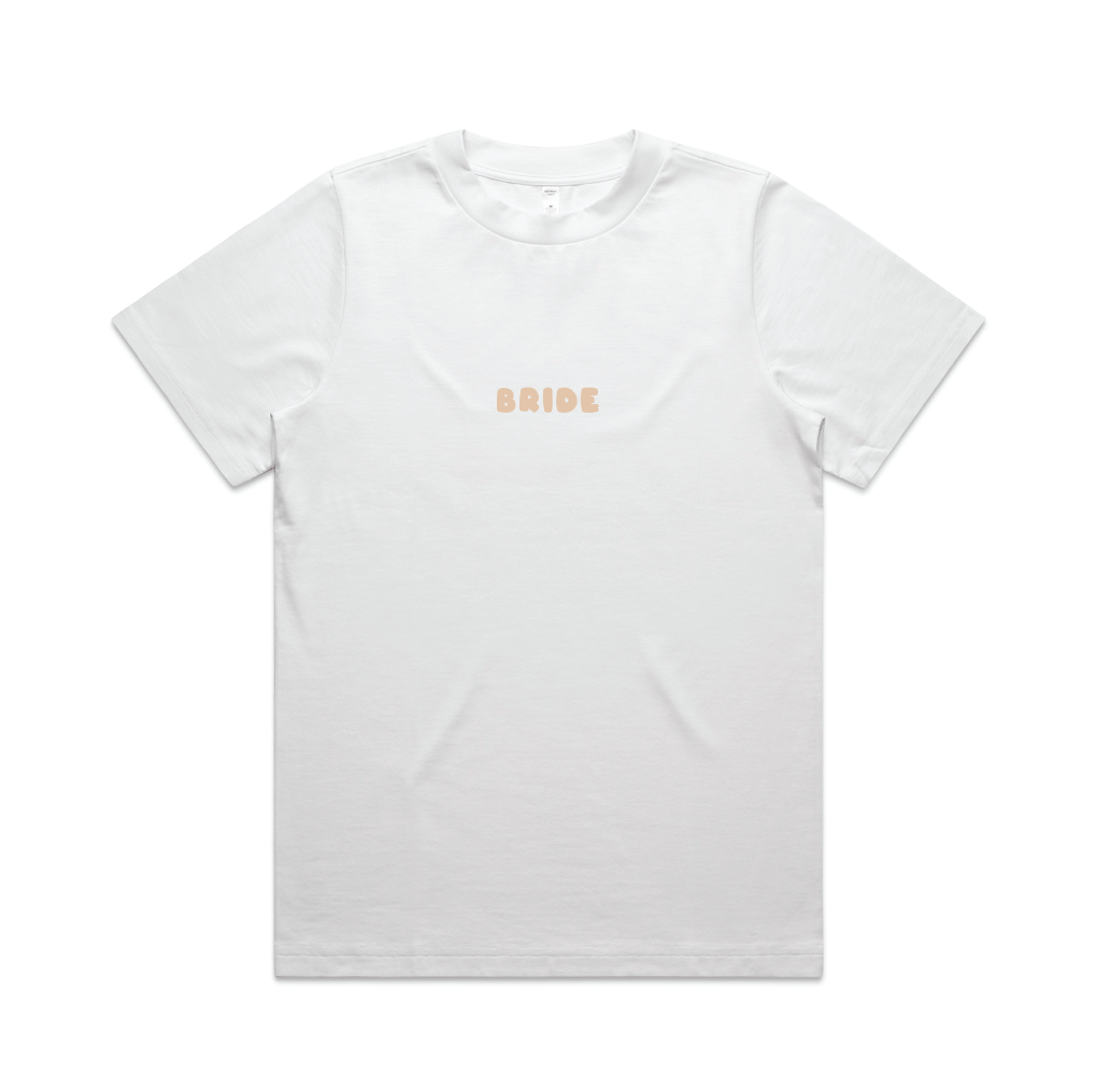 Here Comes The Bride Tee | Beige on White