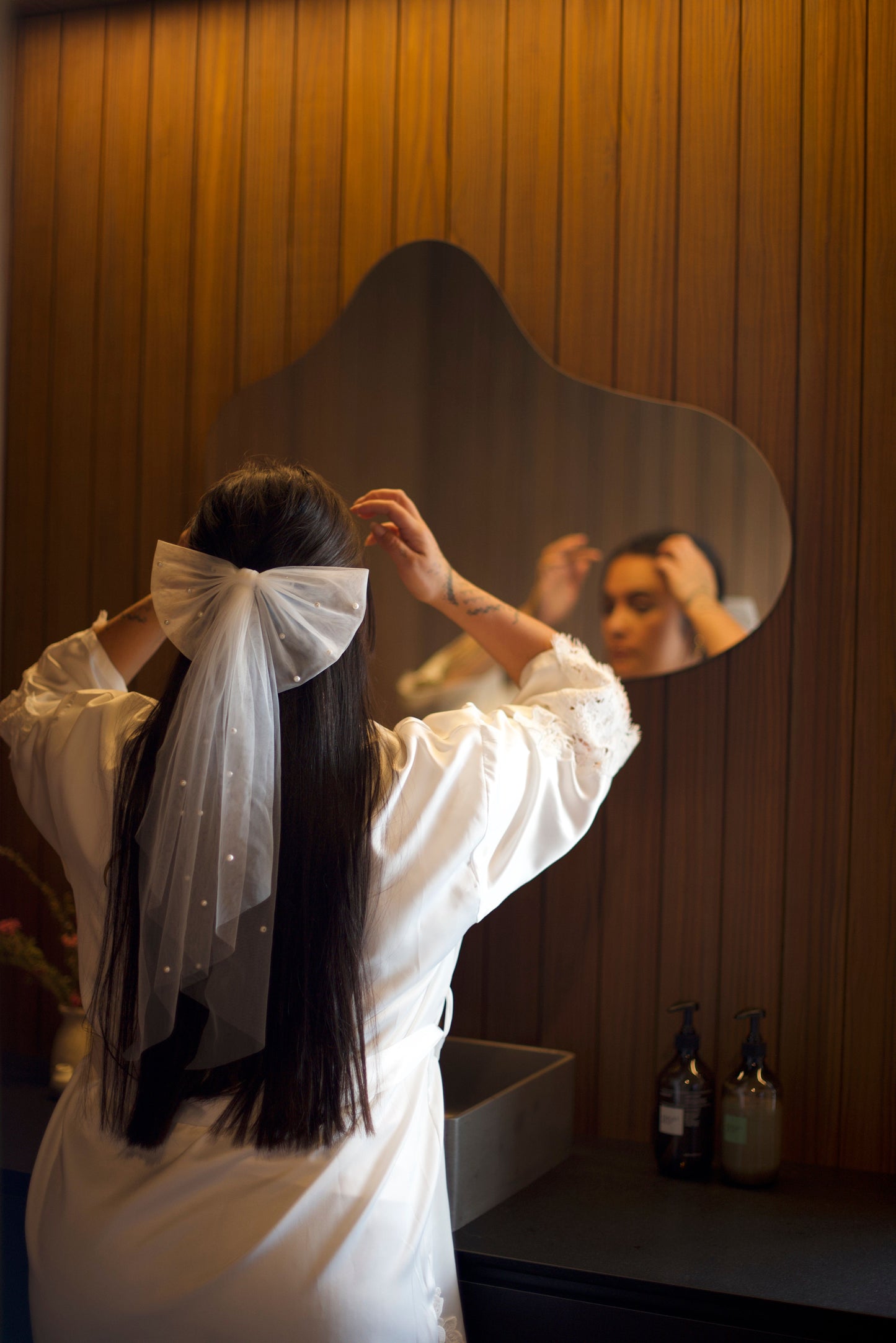 Pearl Tulle Hair Bow