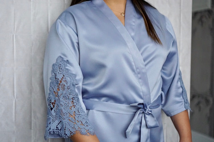 Bridesmaid Robes | Soft Satin Lace Trim